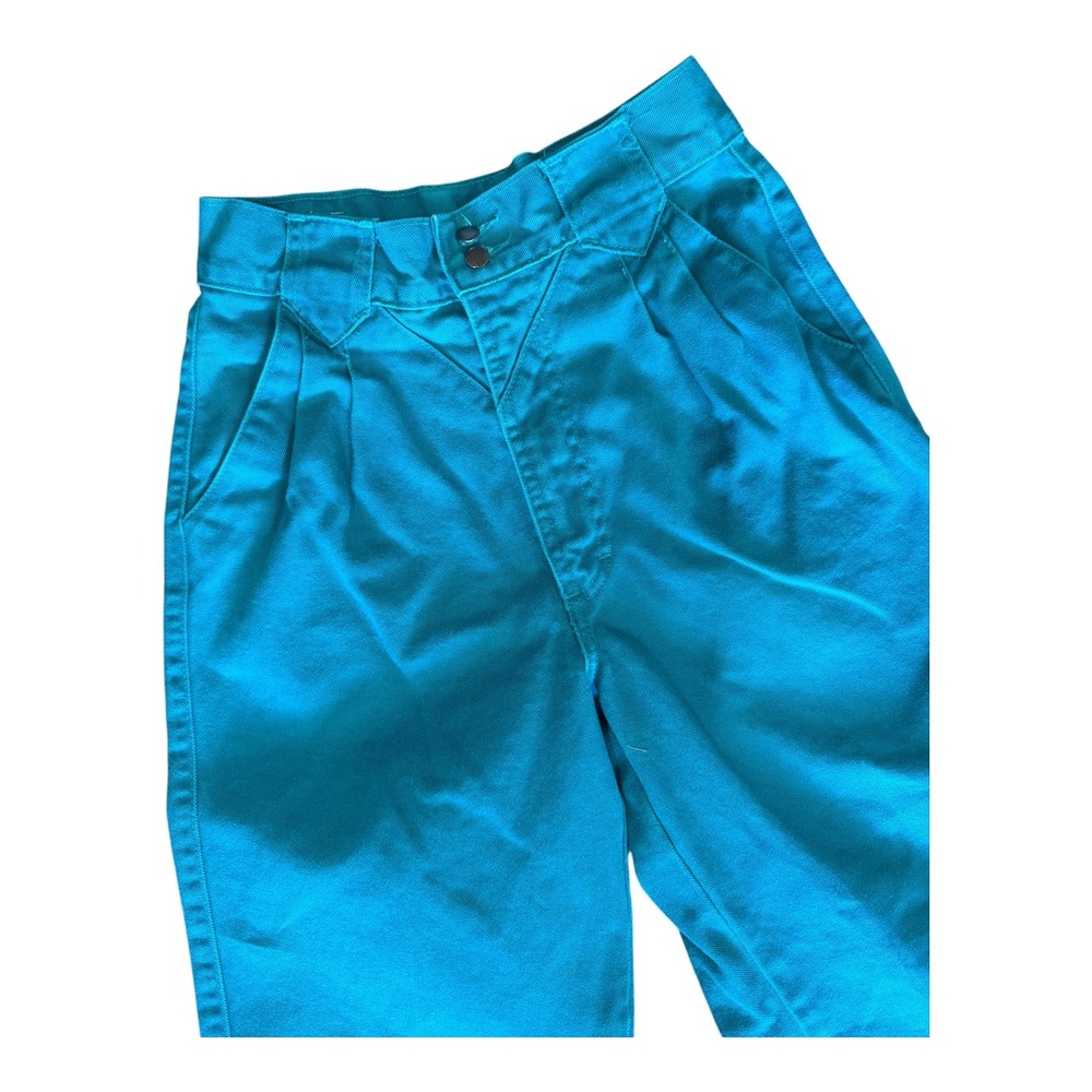Vintage Rocky Mountain Teal High Waisted Western Pleated Tapered Jeans 24 Waist